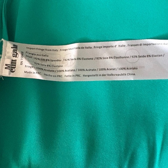 Cult Gaia Ayla Asymmetric One Shoulder Fringe Ebra Green Top Medium - Picture 13 of 13